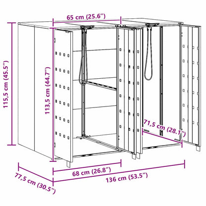 Mülltonnenbox für 2 Behälter Edelstahl Silber