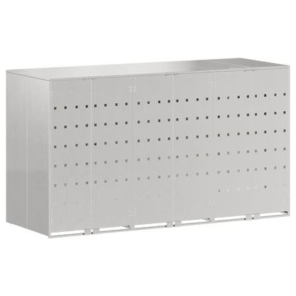 Mülltonnenbox für 3 Behälter Edelstahl Silber