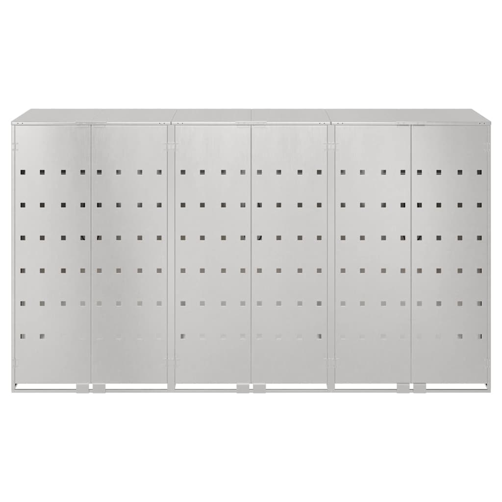 Wagenmüllbehälter für 3 Behälter Edelstahl Silber