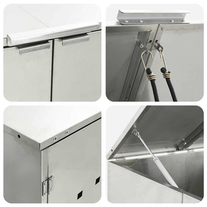Mülltonnenbox für 4 Behälter Edelstahl Silber