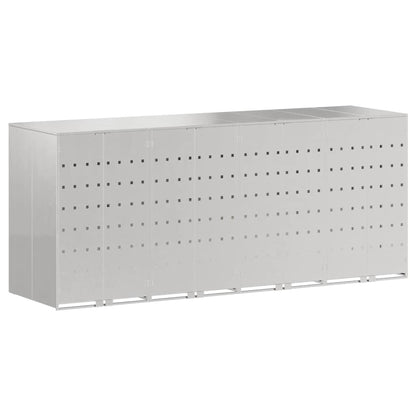 Mülltonnenbox für 4 Behälter Edelstahl Silber