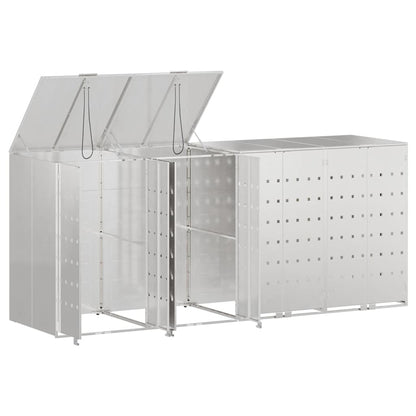Mülltonnenbox für 4 Behälter Edelstahl Silber