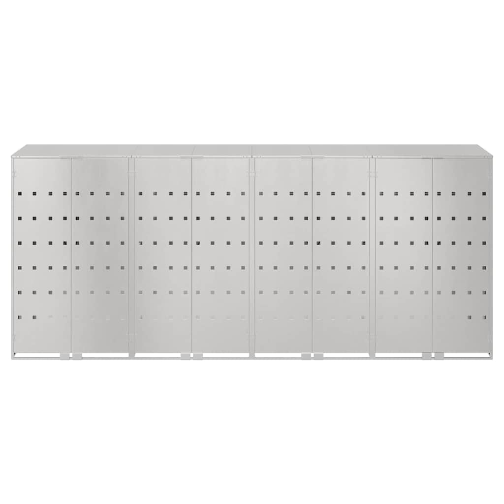 Wagenmüllbehälter für 4 Behälter Edelstahl Silber