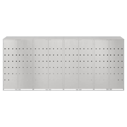 Mülltonnenbox für 4 Behälter Edelstahl Silber