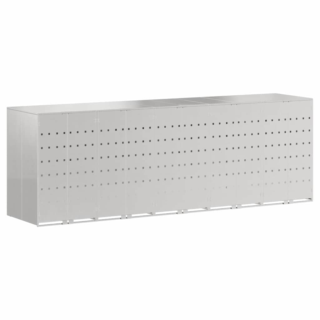 Wagenmüllbehälter für 5 Behälter Edelstahl Silber