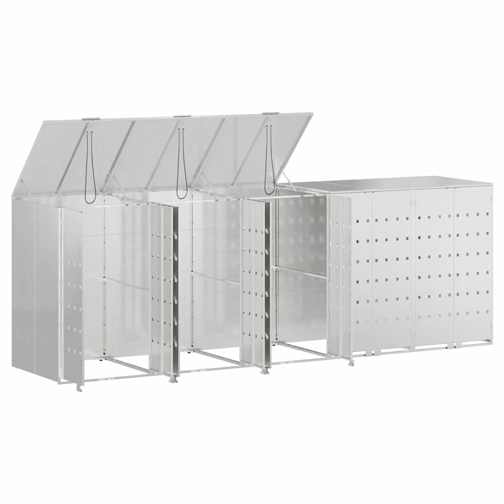 Wagenmüllbehälter für 5 Behälter Edelstahl Silber