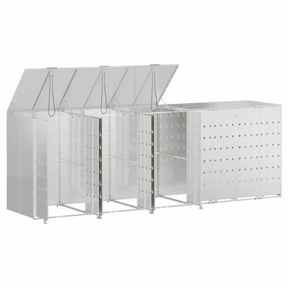 Mülltonnenbox für 5 Behälter Edelstahl Silber