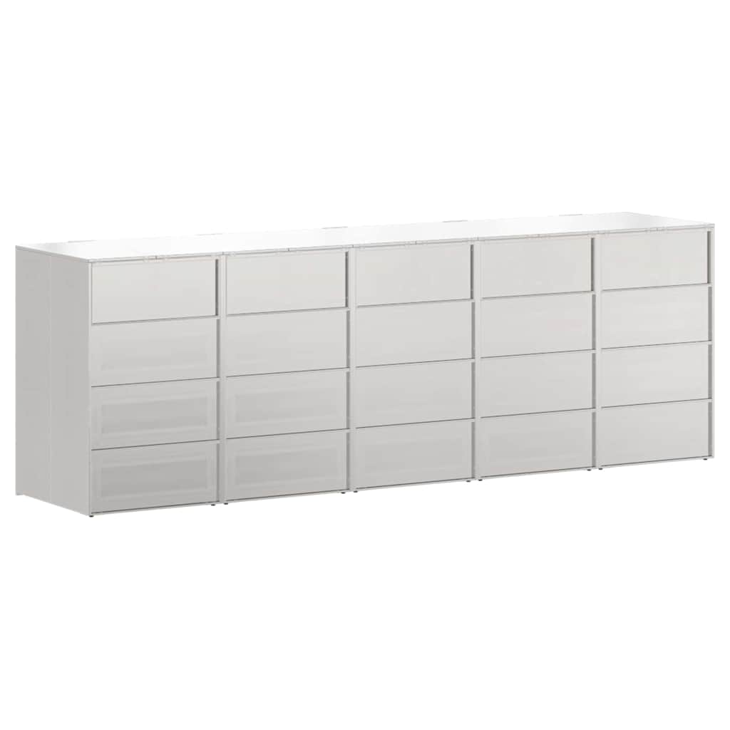 Wagenmüllbehälter für 5 Behälter Edelstahl Silber