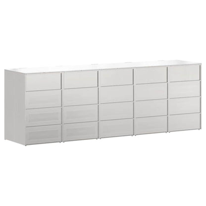 Mülltonnenbox für 5 Behälter Edelstahl Silber