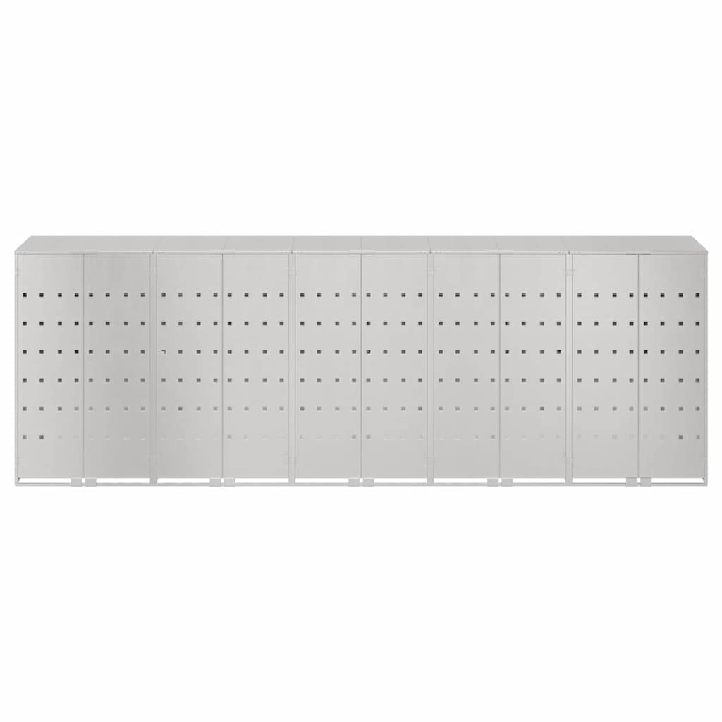 Wagenmüllbehälter für 5 Behälter Edelstahl Silber