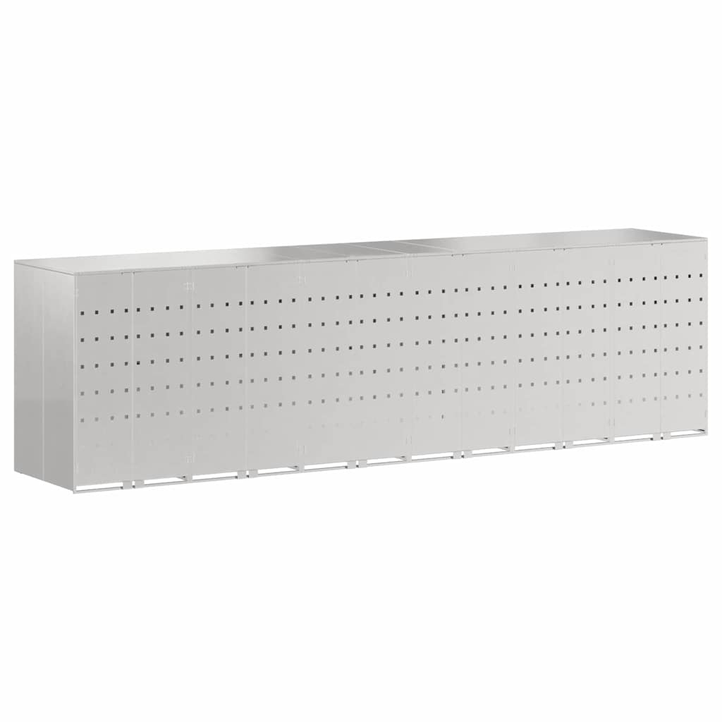 Mülltonnenbox für 6 Behälter Edelstahl Silber