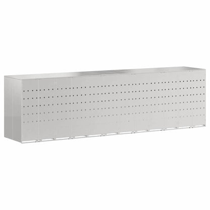 Mülltonnenbox für 6 Behälter Edelstahl Silber