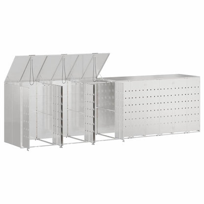 Mülltonnenbox für 6 Behälter Edelstahl Silber