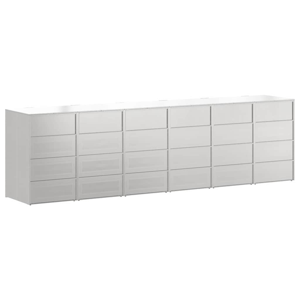 Mülltonnenbox für 6 Behälter Edelstahl Silber