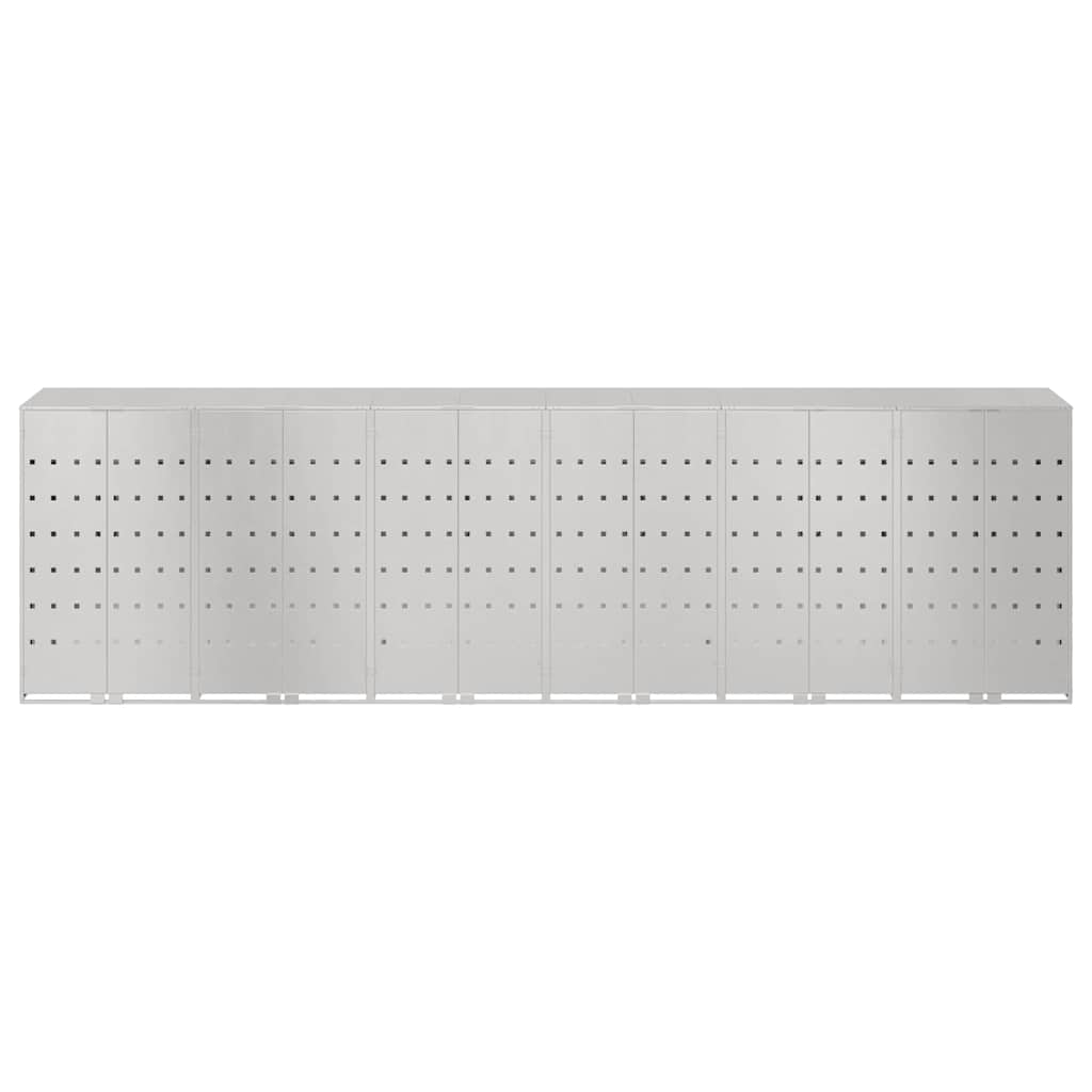 Mülltonnenbox für 6 Behälter Edelstahl Silber