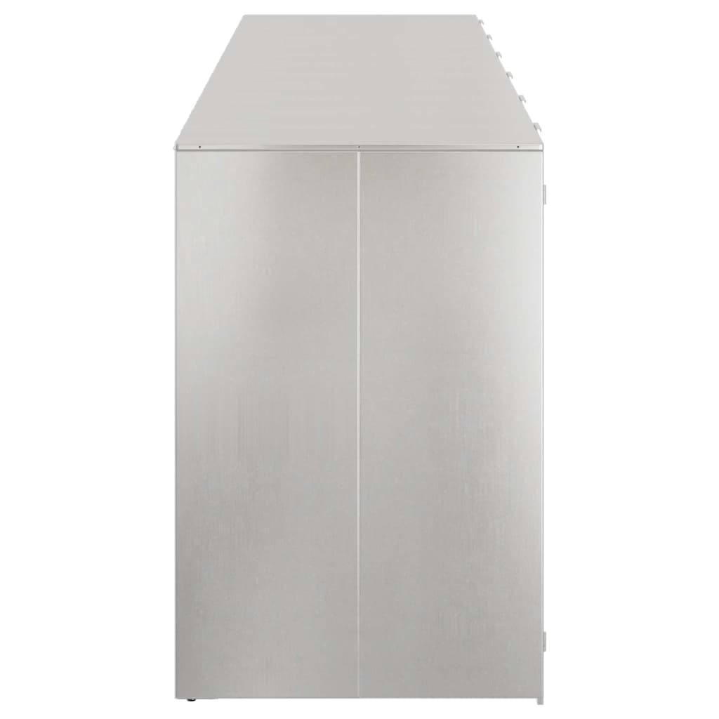 Mülltonnenbox für 6 Behälter Edelstahl Silber