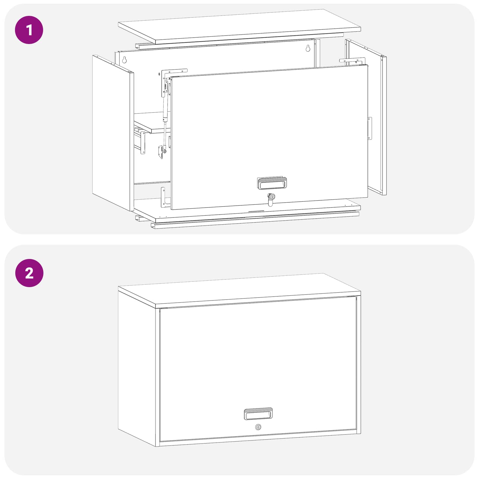 Wandschrank für die Garage mit Gasdrucklift-Tür Olivgrün