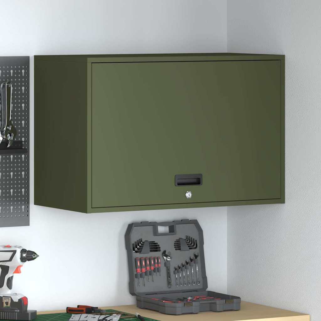 Wandschrank für die Garage mit Gasdrucklift-Tür Olivgrün