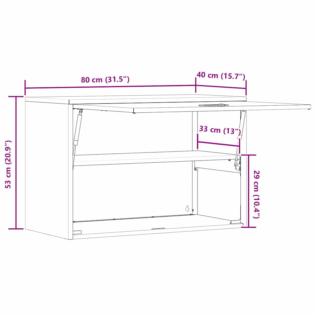 Wandschrank für die Garage mit Gasdrucklift-Tür Olivgrün