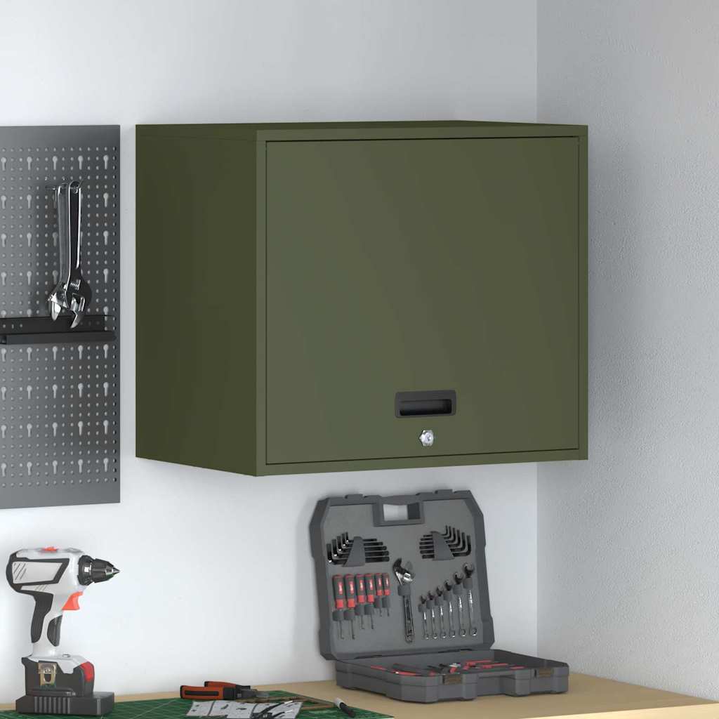 Wandschrank für die Garage mit Gasdrucklift-Tür Olivgrün