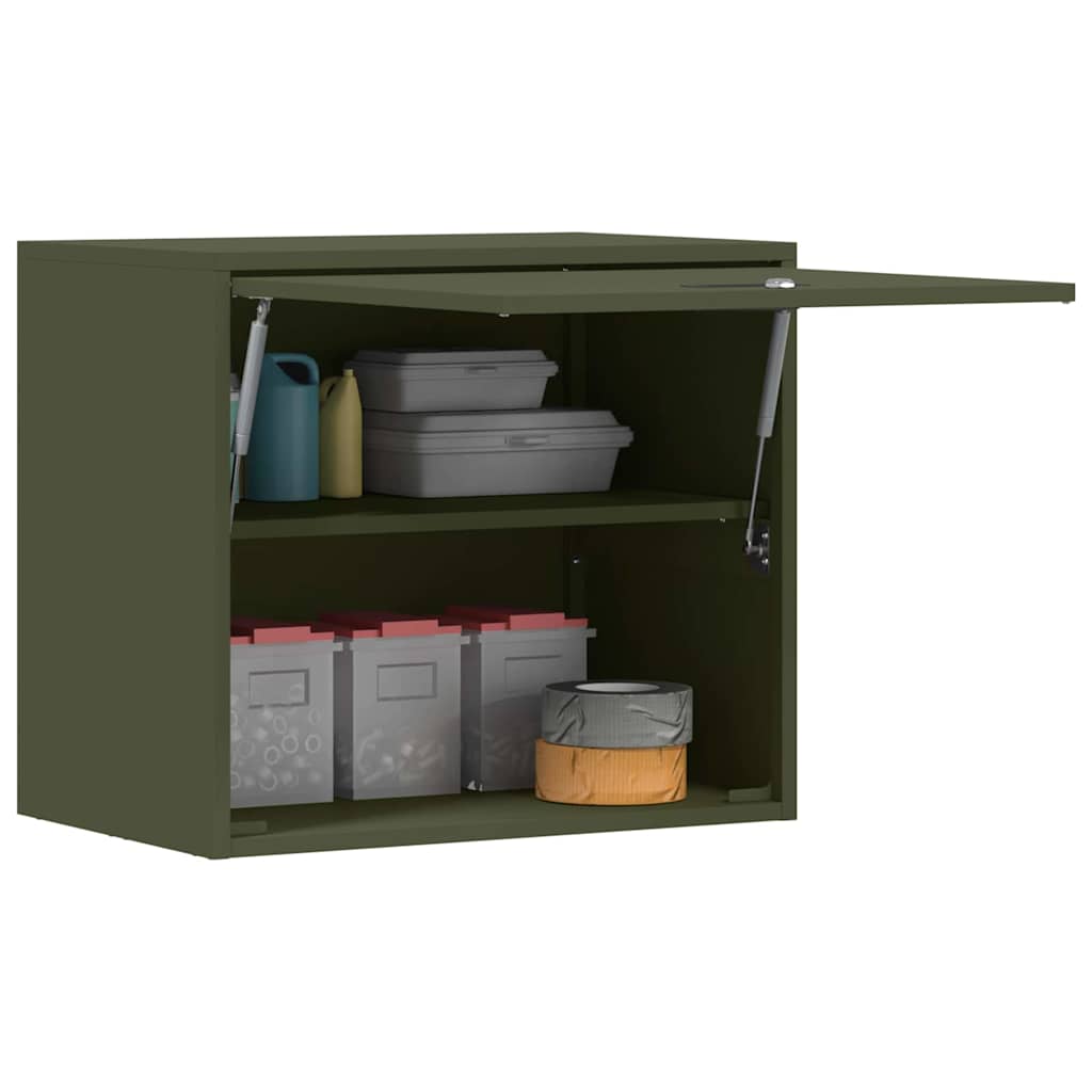 Wandschrank für die Garage mit Gasdrucklift-Tür Olivgrün