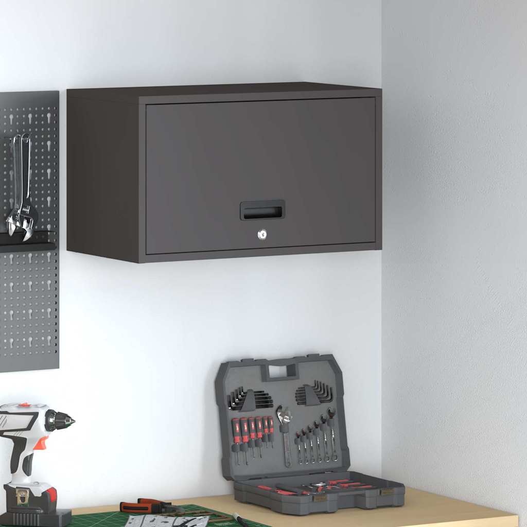 Wandschrank für die Garage mit Gasdrucklift-Tür Schwarz
