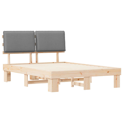 Bettgestell mit gepolstertem Kopfteil Hellgrau 160 x 200 cm