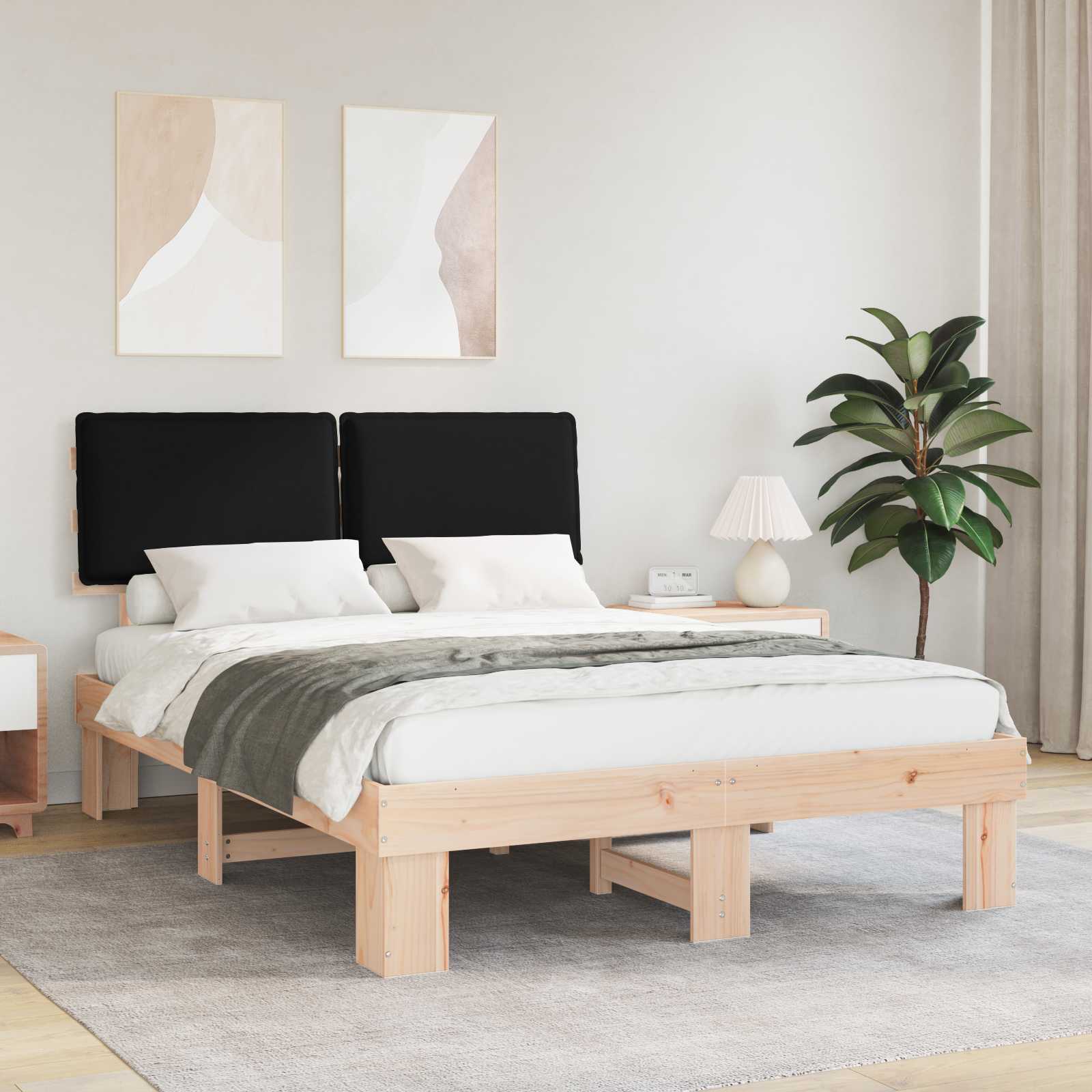 Bettgestell mit gepolstertem Kopfteil Schwarz 160 x 200 cm