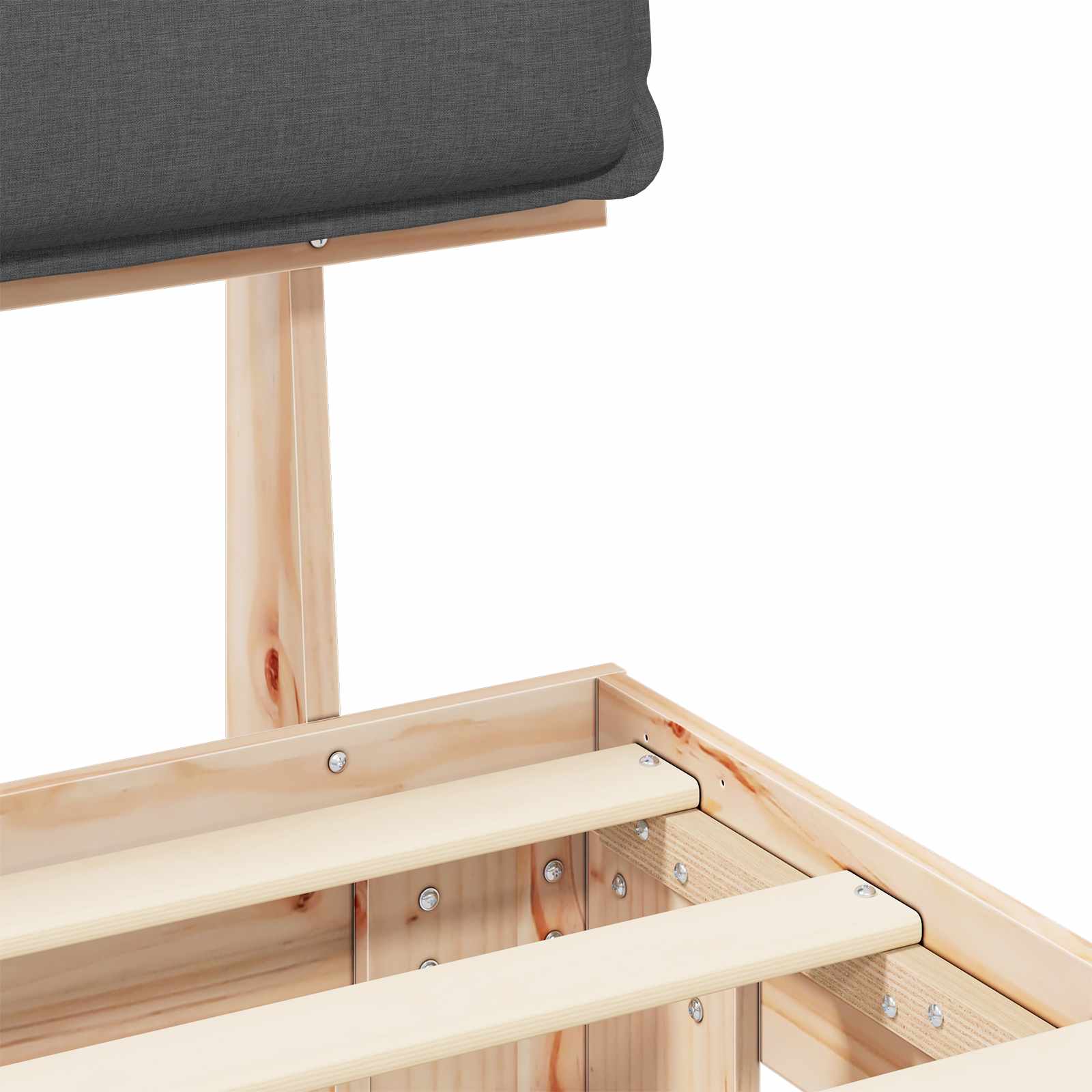 Bettgestell mit gepolstertem Kopfteil Dunkelgrau 140 x 200 cm