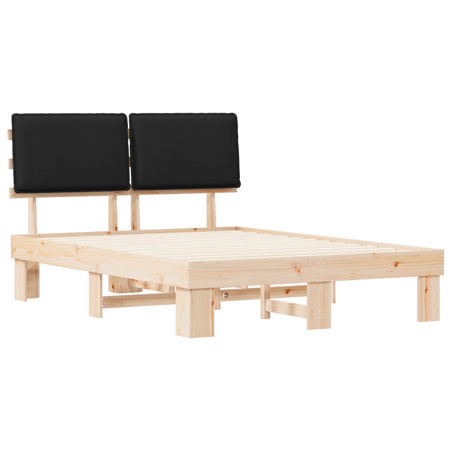 Bettgestell mit gepolstertem Kopfteil Schwarz 140 x 200 cm