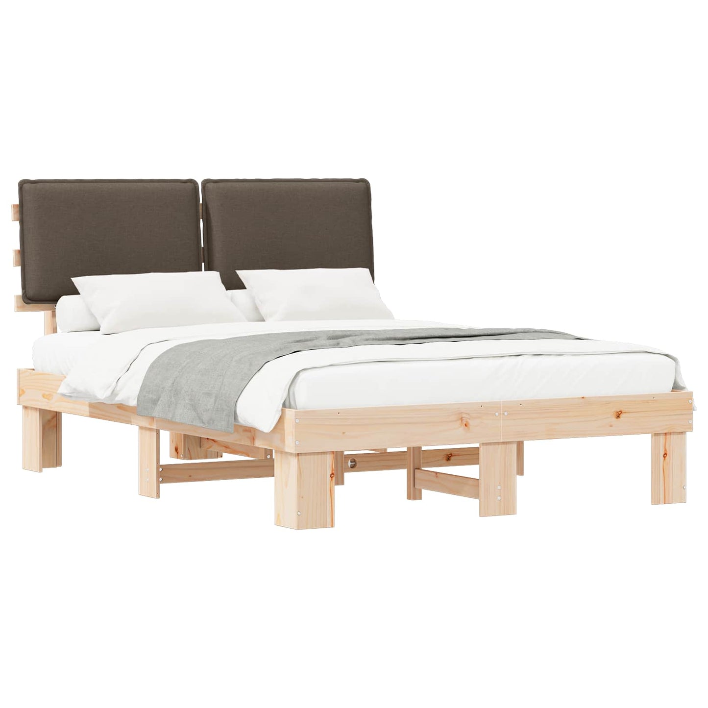 Bettgestell mit gepolstertem Kopfteil Taupe 140 x 200 cm