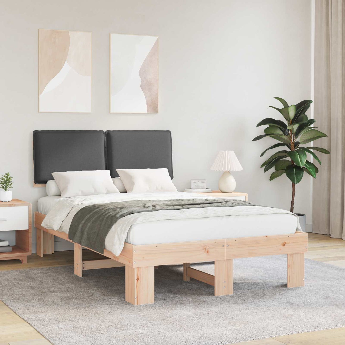 Bettgestell mit gepolstertem Kopfteil Dunkelgrau 120 x 190 cm