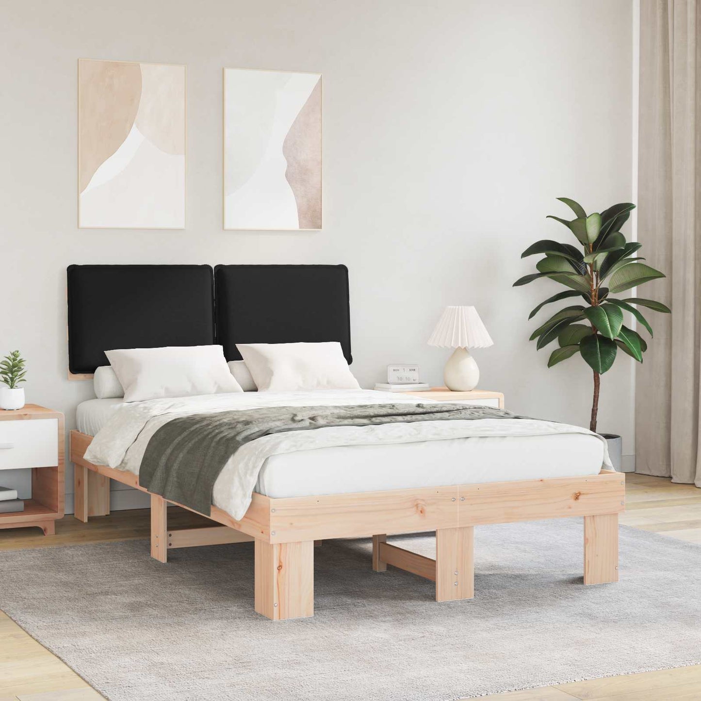 Bettgestell mit gepolstertem Kopfteil Schwarz 120 x 190 cm