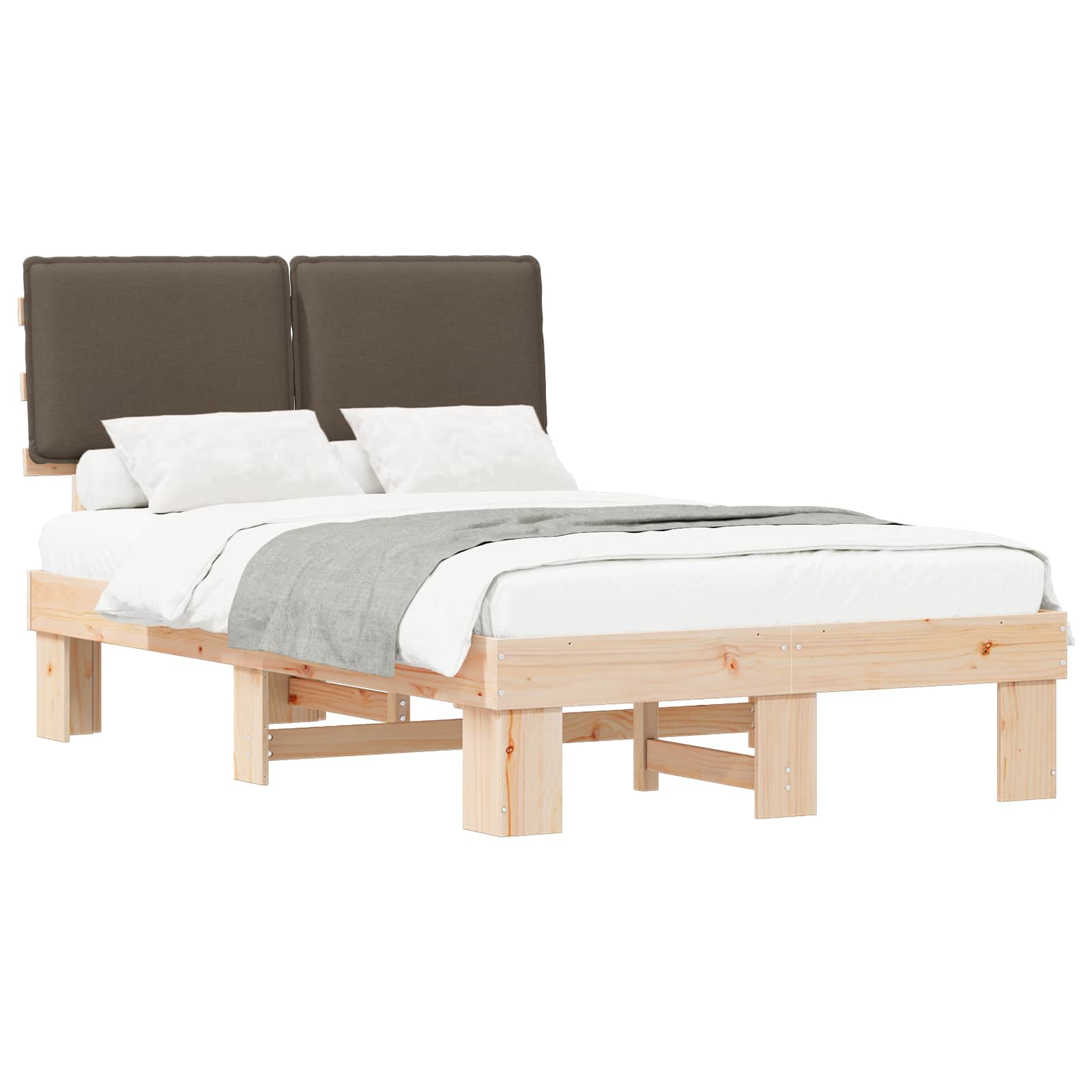 Bettgestell mit gepolstertem Kopfteil Taupe 120 x 190 cm
