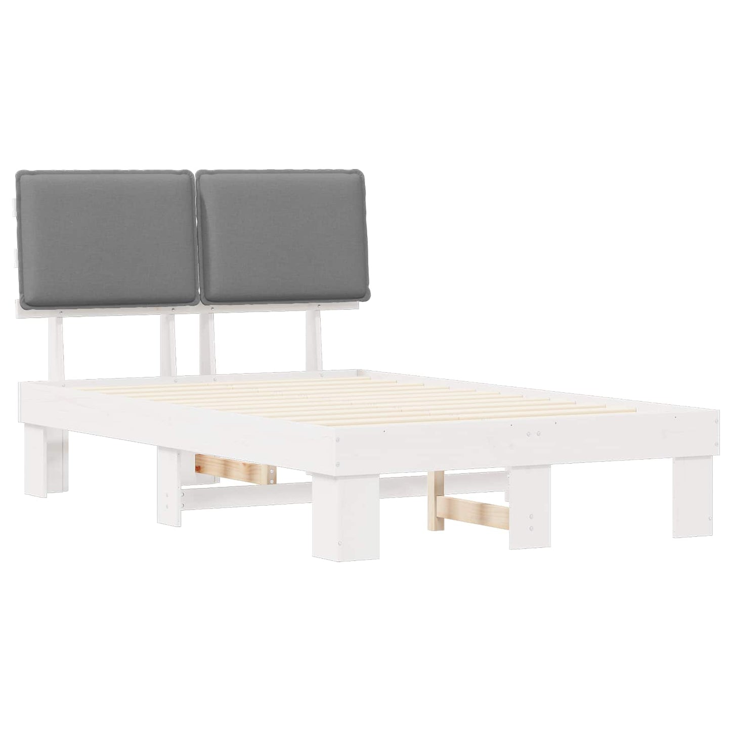 Bettgestell mit gepolstertem Kopfteil Hellgrau 120 x 190 cm