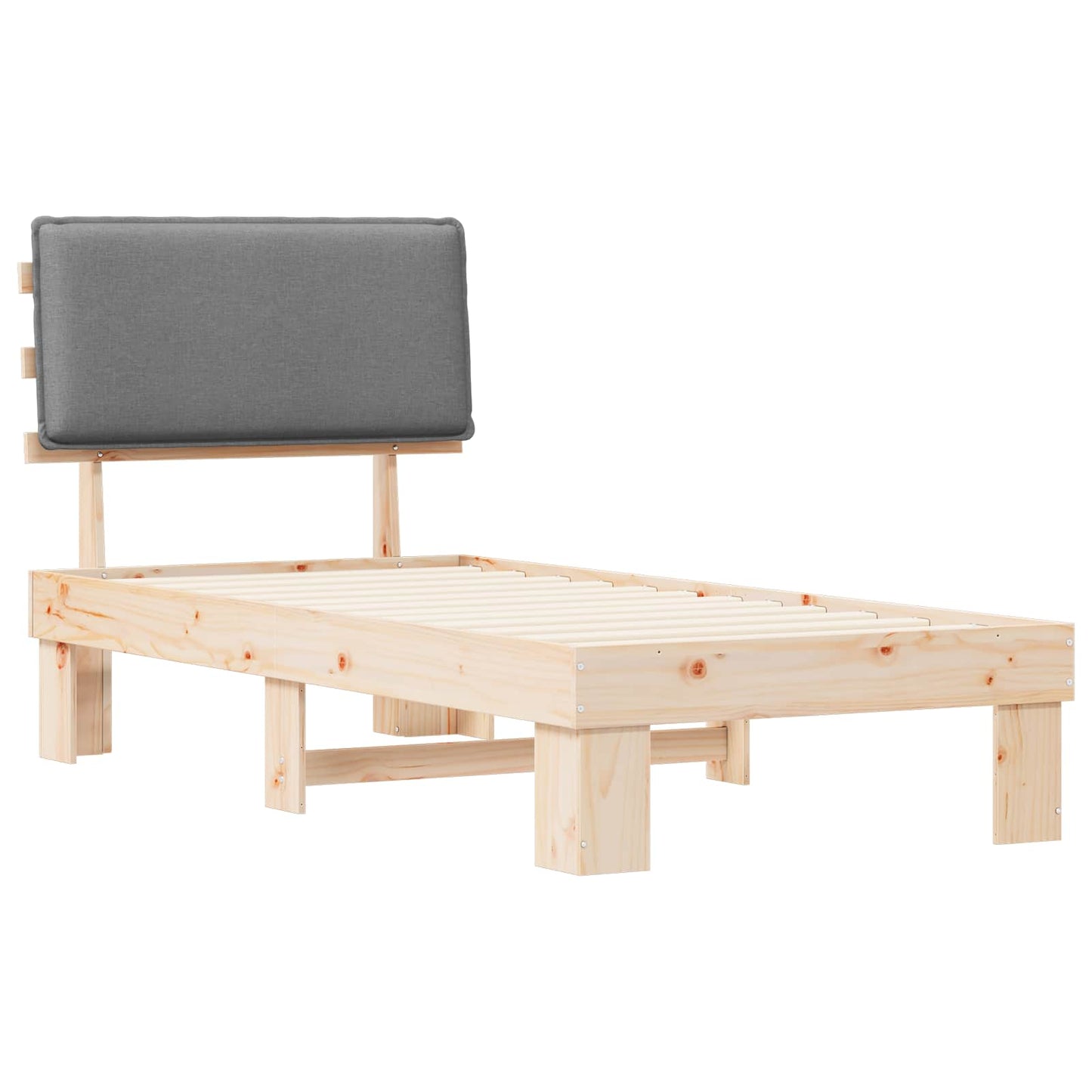 Bettgestell mit gepolstertem Kopfteil Hellgrau 90 x 200 cm