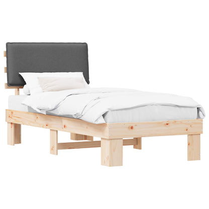 Bettgestell mit gepolstertem Kopfteil Dunkelgrau 90 x 200 cm