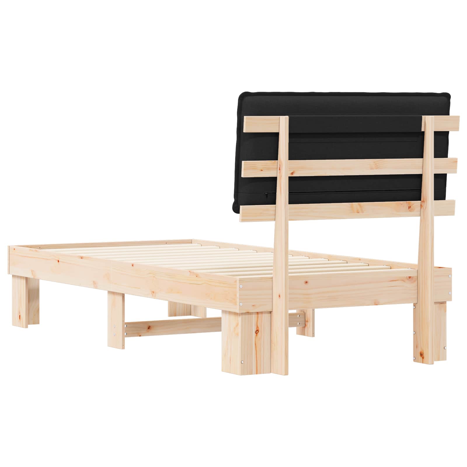 Bettgestell mit gepolstertem Kopfteil Schwarz 90 x 200 cm