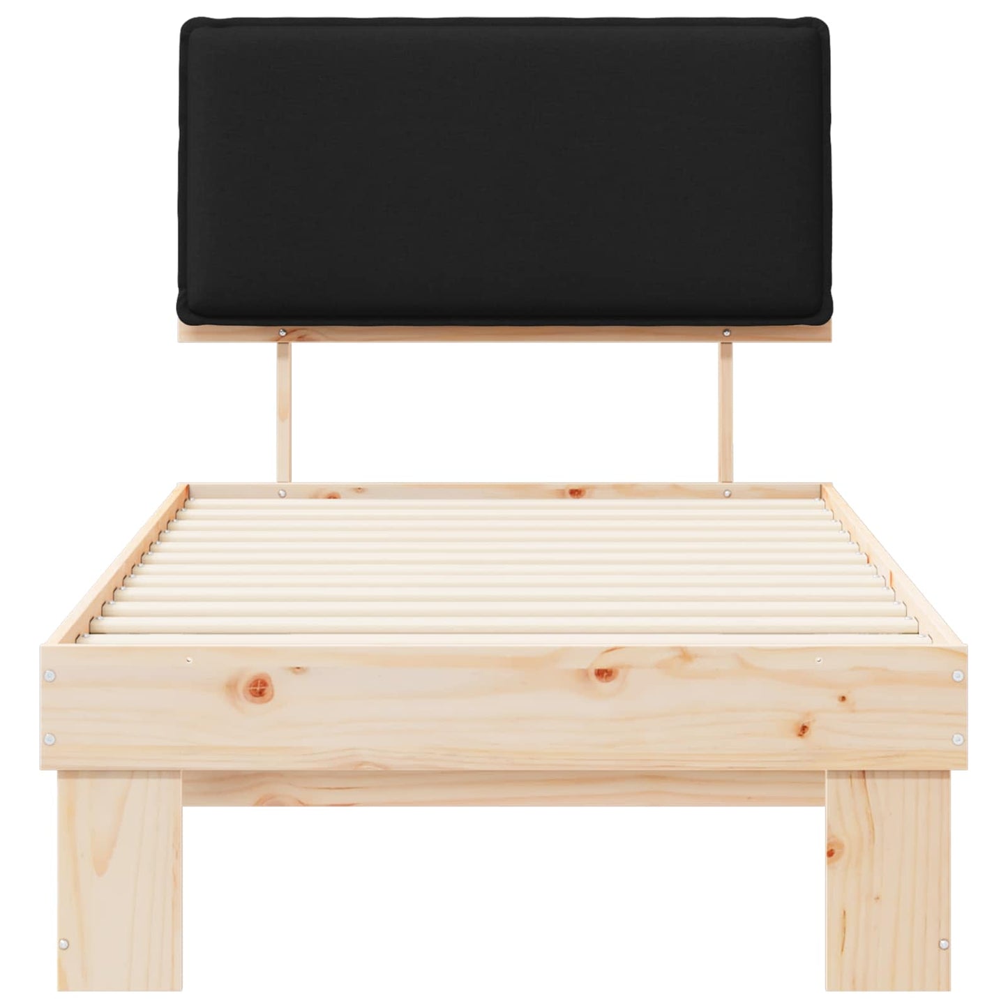 Bettgestell mit gepolstertem Kopfteil Schwarz 90 x 200 cm