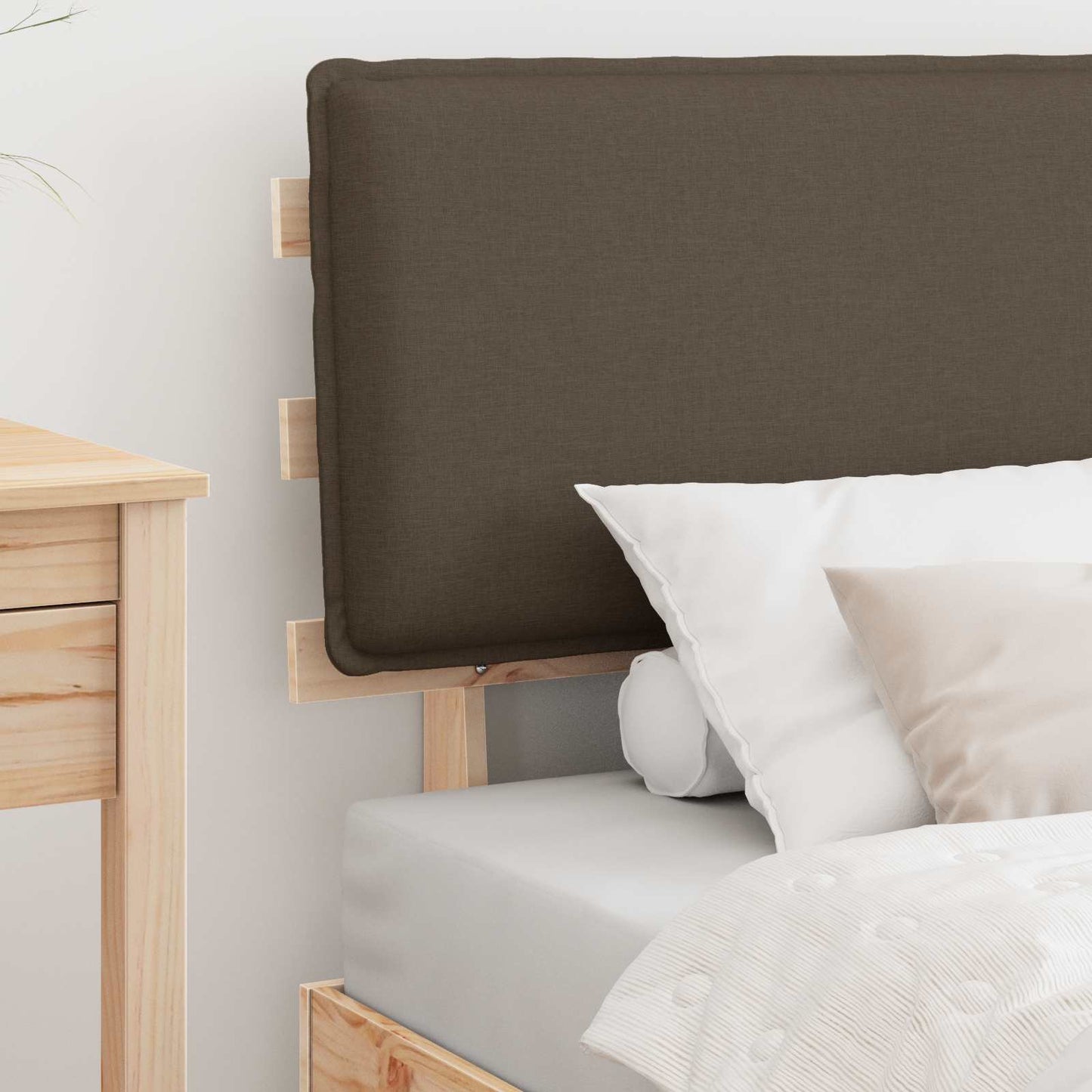 Bettgestell mit gepolstertem Kopfteil Taupe 90 x 200 cm