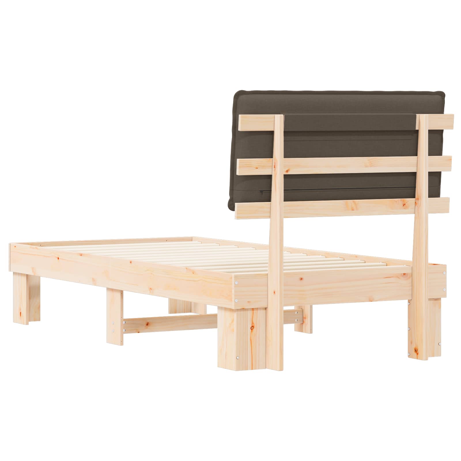 Bettgestell mit gepolstertem Kopfteil Taupe 90 x 200 cm
