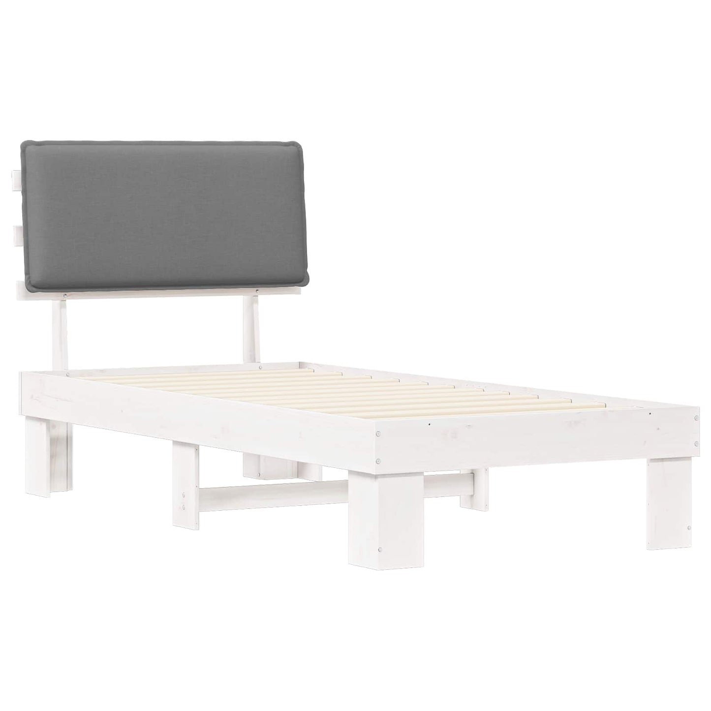 Bettgestell mit gepolstertem Kopfteil Hellgrau 90 x 200 cm