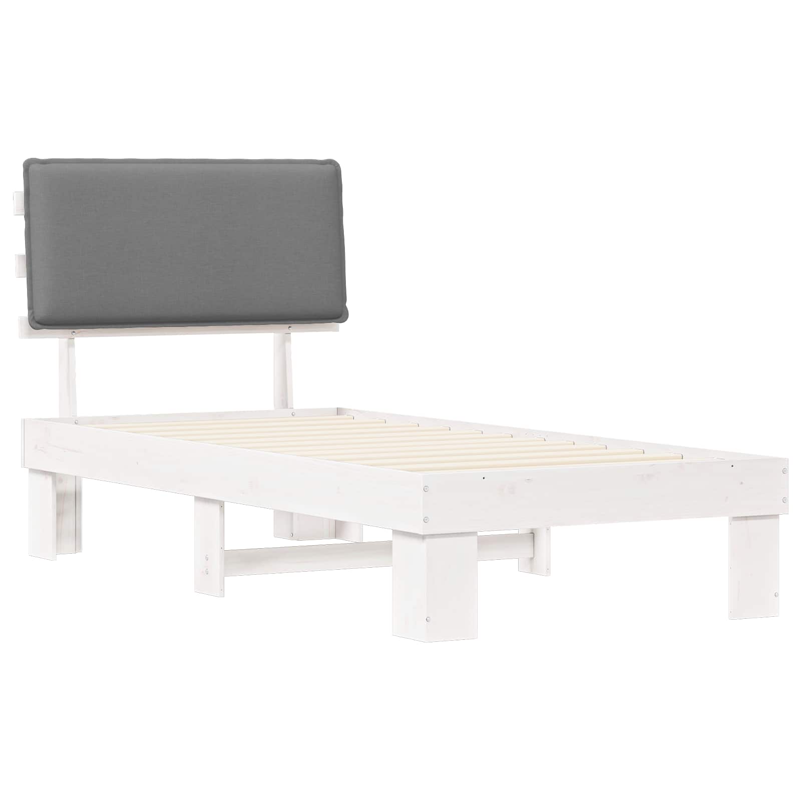 Bettgestell mit gepolstertem Kopfteil Hellgrau 90 x 200 cm
