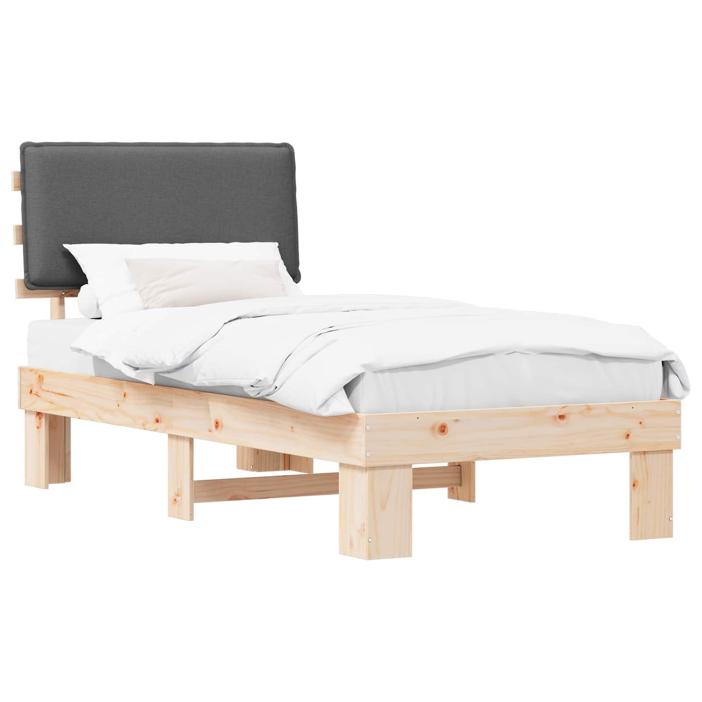 Bettgestell mit gepolstertem Kopfteil Dunkelgrau 80 x 200 cm