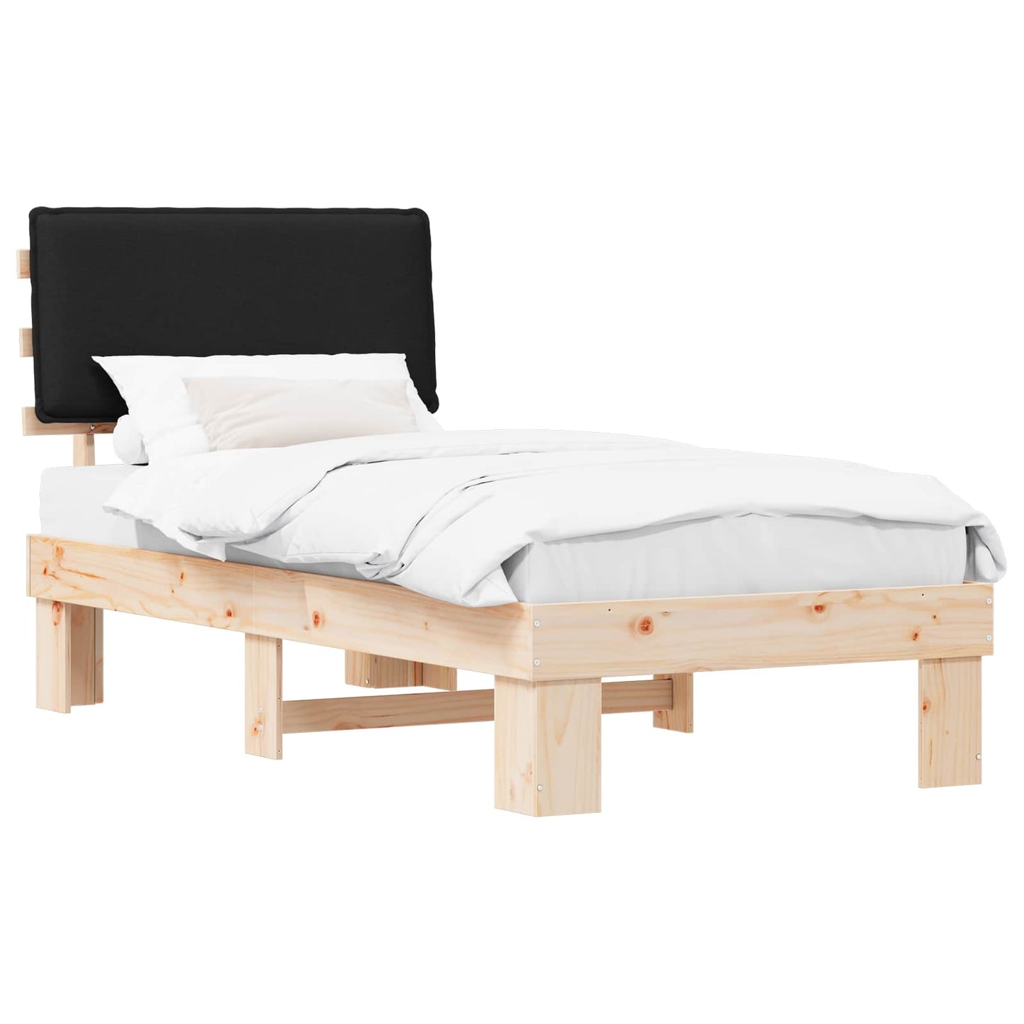 Bettgestell mit gepolstertem Kopfteil Schwarz 80 x 200 cm