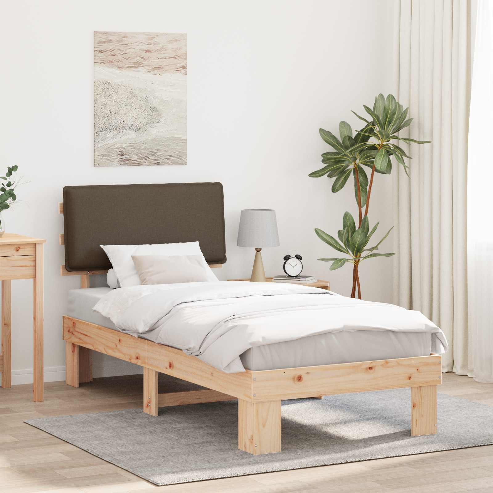 Bettgestell mit gepolstertem Kopfteil Taupe 80 x 200 cm