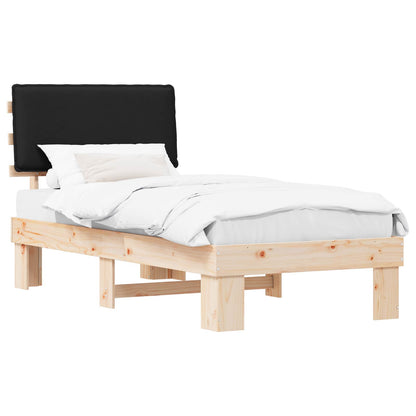 Bettgestell mit gepolstertem Kopfteil Schwarz 90 x 190 cm