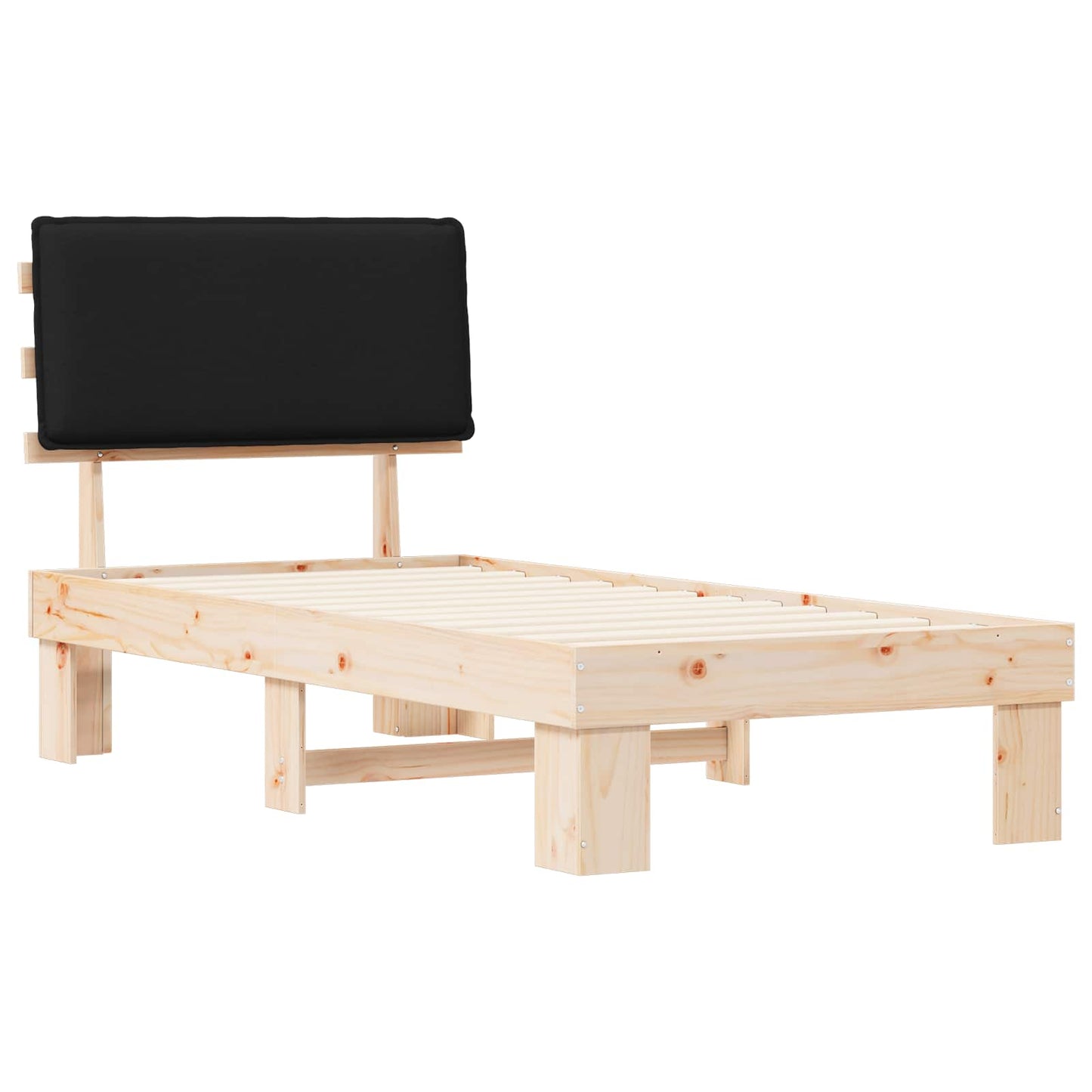 Bettgestell mit gepolstertem Kopfteil Schwarz 90 x 190 cm