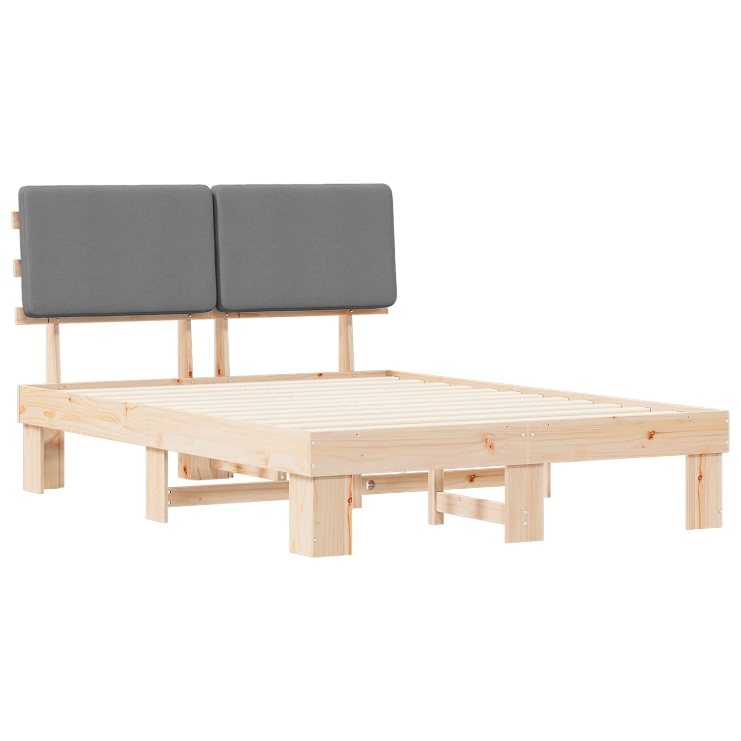 Bettgestell mit gepolstertem Kopfteil Hellgrau 160 x 200 cm