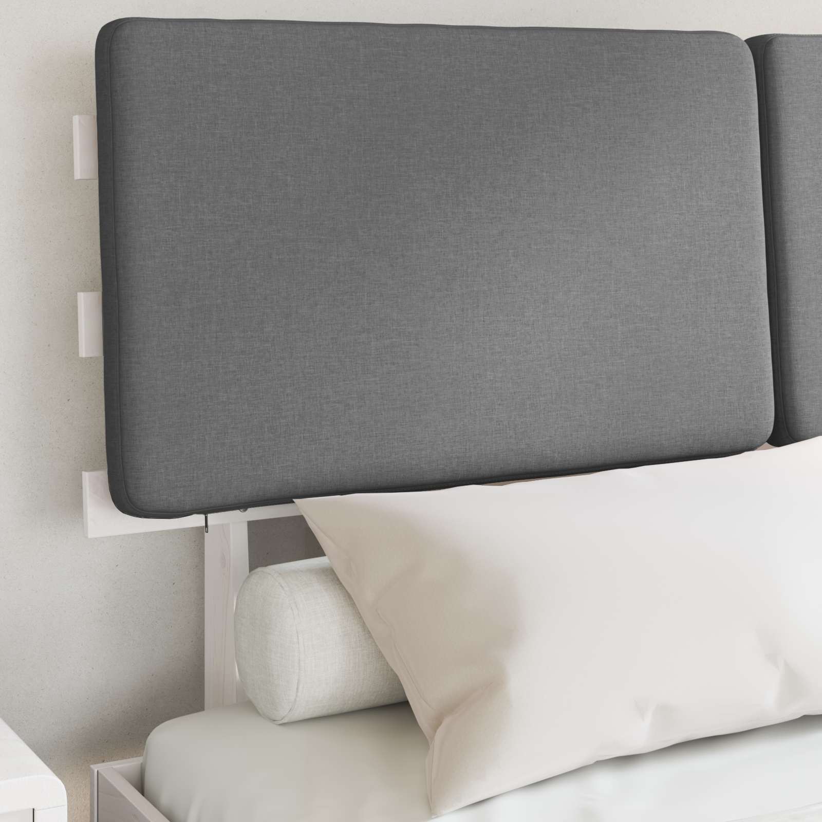 Bettgestell mit gepolstertem Kopfteil Hellgrau 160 x 200 cm